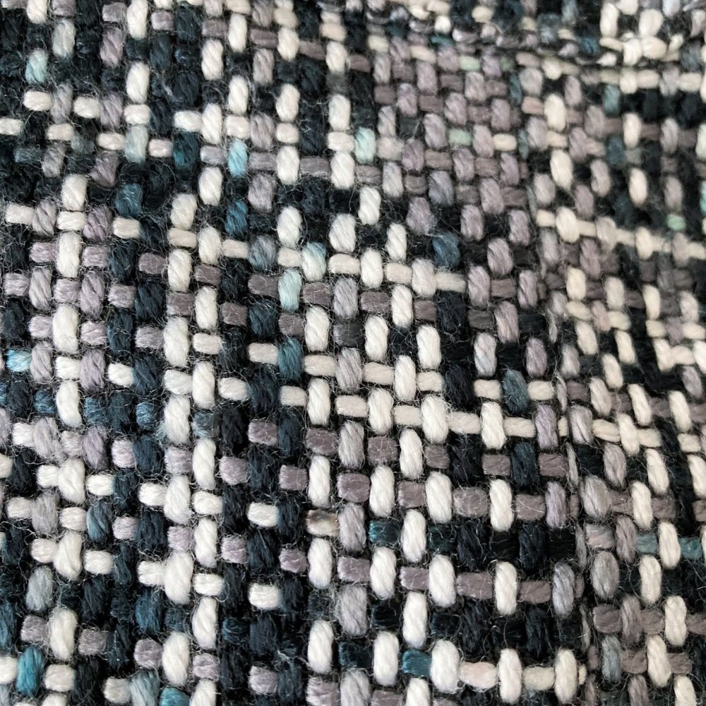 Vintage Yumi Mazao Paris tweed blazer / woven jacket (white, black, teal / blue) - Picture 4 of 13